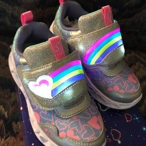 Sketchers light up rainbow toddler shoes NWT